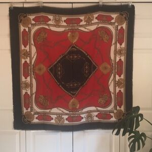 Art of the scarf made in Italy 45 x 45 Red black gold brown